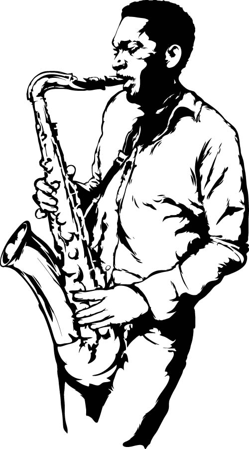 Old saxophone performer vector 04
