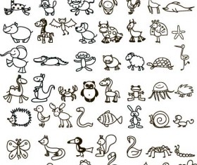 Outline cartoon wild animal vector