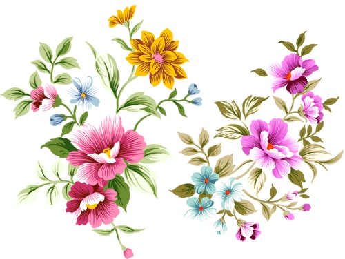 PSD layered file of hand drawn flowers