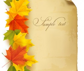 Parchment with autumn leaves background vector