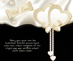 Pearl Jewelry with heart ornate card vector