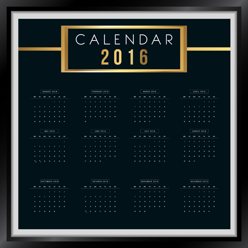 Photo frame Calendar 2016 vector material 01
