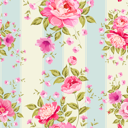 Pink flower seamless pattern beautiful vector