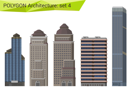 Polygonal architecture design vector set 04