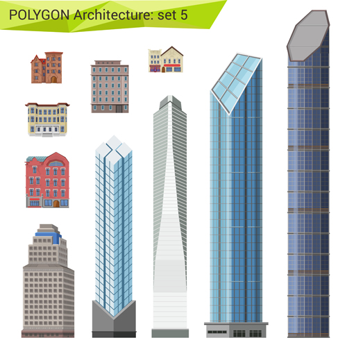 Polygonal architecture design vector set 05