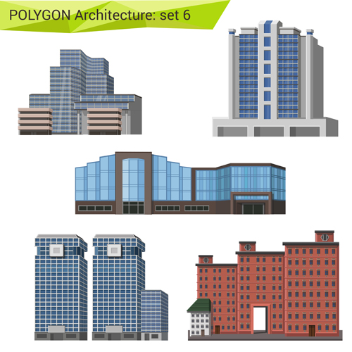 Polygonal architecture design vector set 06
