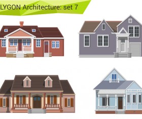 Polygonal architecture design vector set 07