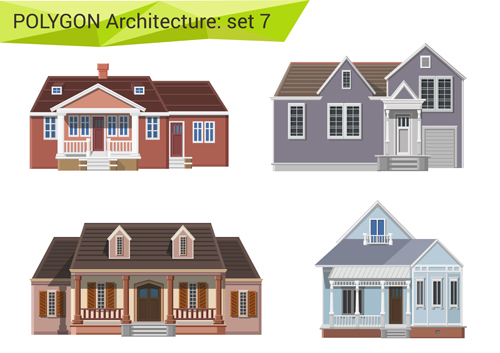 Polygonal architecture design vector set 07