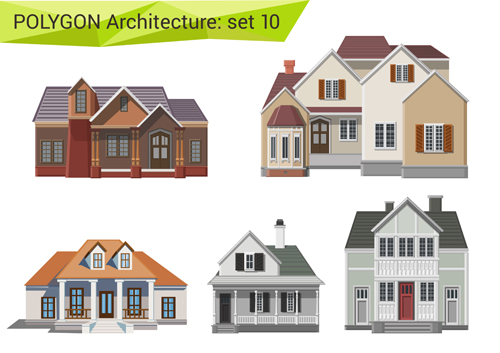 Polygonal architecture design vector set 10