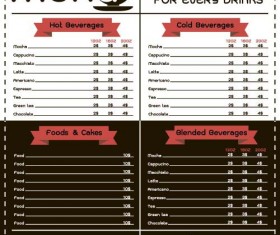 Price List menu for cafe vector 01