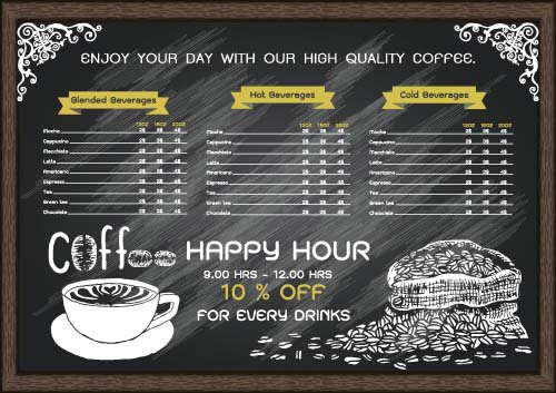 Price List menu for cafe vector 02