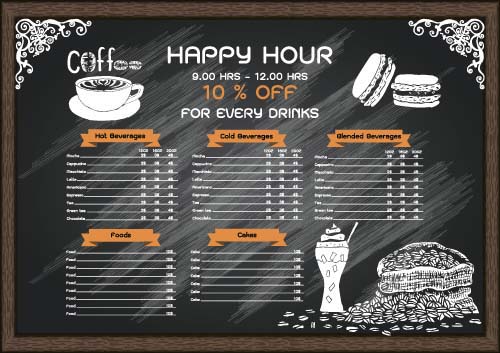 Price List menu for cafe vector 03