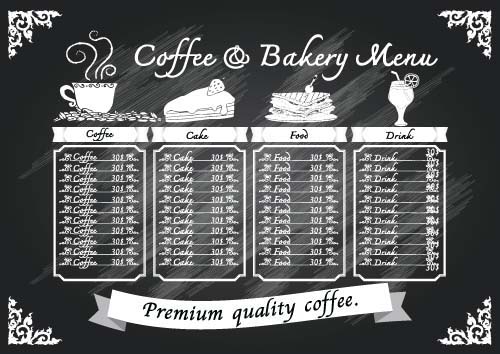 Price List menu for cafe vector 08