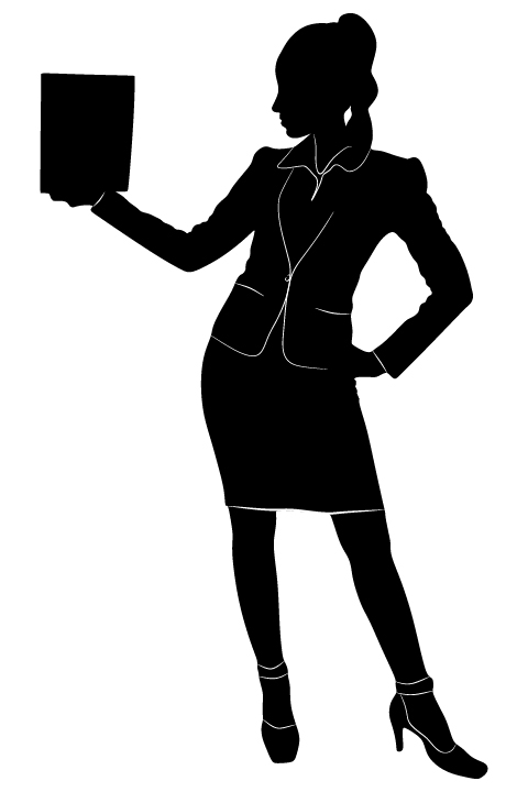 Professional Women vector silhouettes set 04
