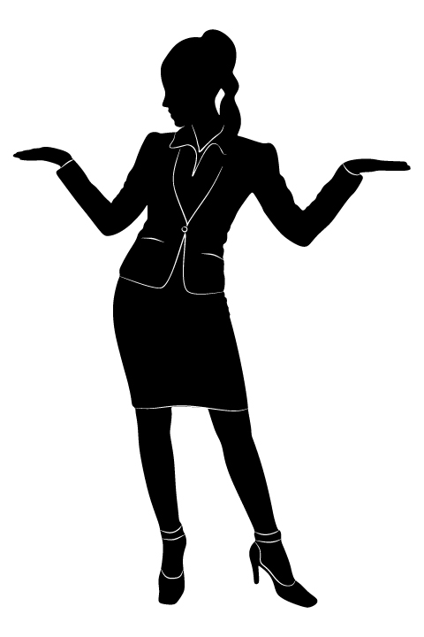 Professional Women vector silhouettes set 06