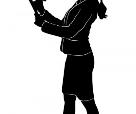 Professional Women vector silhouettes set 07