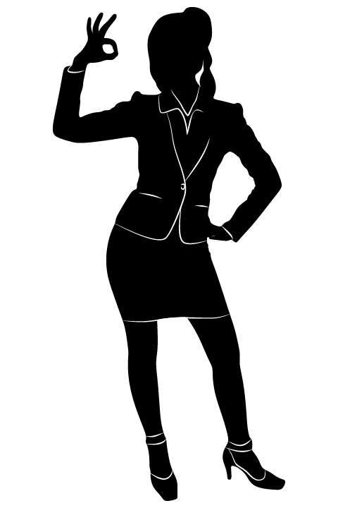 Professional Women vector silhouettes set 08