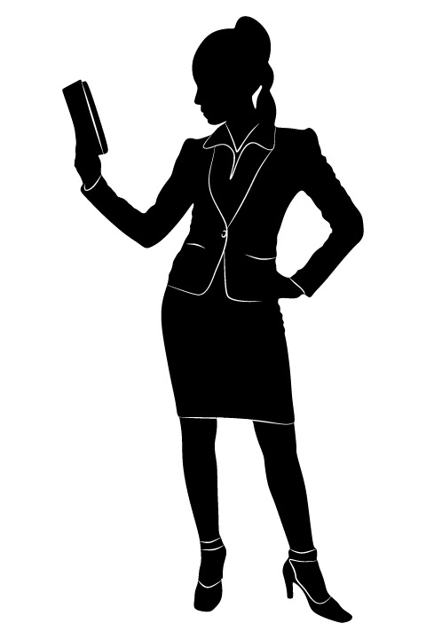 Professional Women vector silhouettes set 18