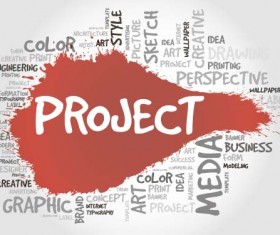 Red brushes with alphabet background vector 05