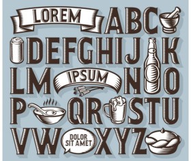Retro alphabets with labels vector