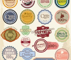 Retro quality label vector material set