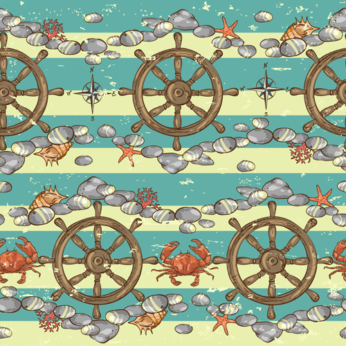 Sea with nautical vector seamless pattern 04