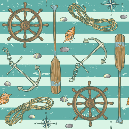 Sea with nautical vector seamless pattern 05