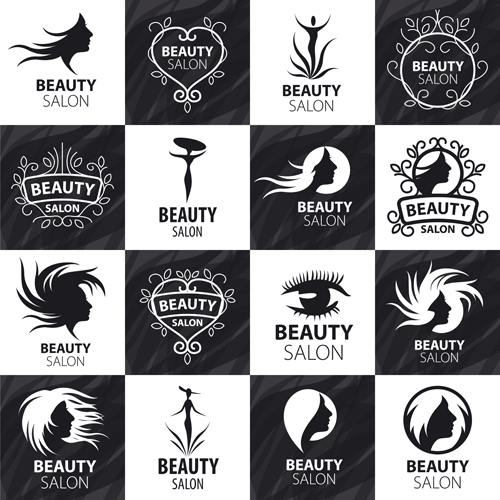 Set of beauty salon logos creative vector