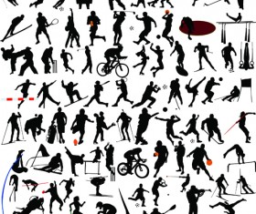 Set of sports people silhouette vector 01