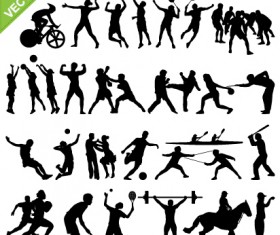 Set of sports people silhouette vector 02