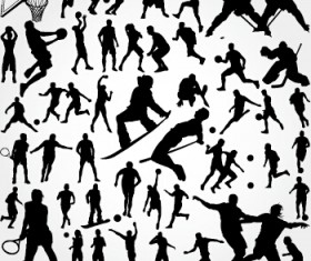 Set of sports people silhouette vector 03