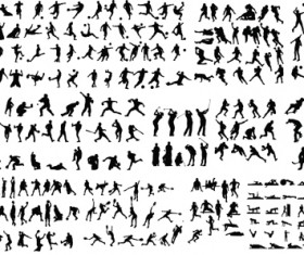 Set of sports people silhouette vector 04