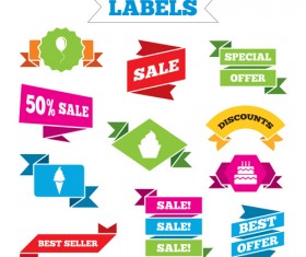 Shopping labels origami ribbons vector 08