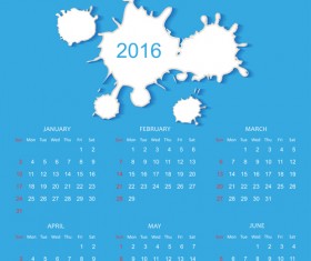 Simple Blue Calendar 2016 vector
