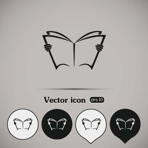 Simple book icons vector set 06