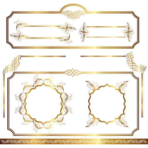Simple golden ornaments frames vector