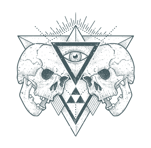 Skull t-shirt prints vector material 01