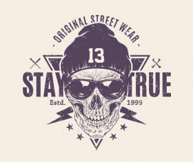 Skull t-shirt prints vector material 03