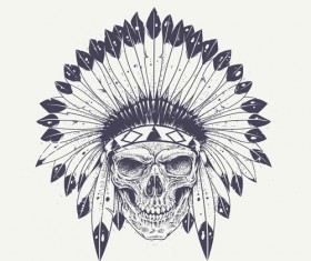 Skull t-shirt prints vector material 04