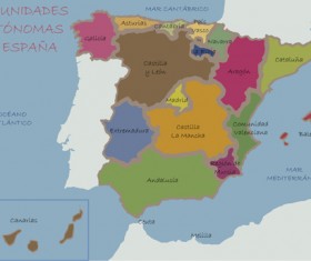 Spain political map vector material