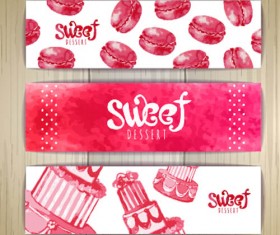 Sweet dessert banners vectors set 01