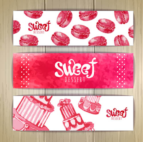 Sweet dessert banners vectors set 01
