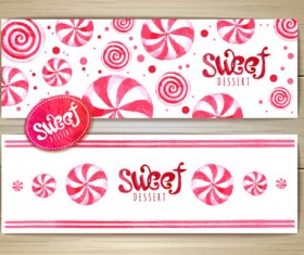 Sweet dessert banners vectors set 02
