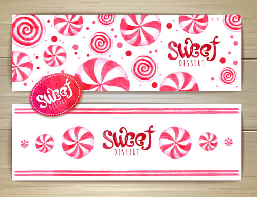 Sweet dessert banners vectors set 02