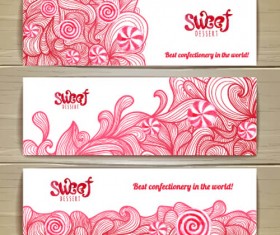 Sweet dessert banners vectors set 03