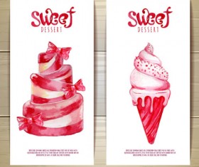 Sweet dessert happy birthday cards vectors 02