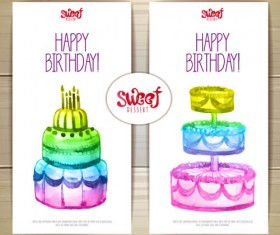 Sweet dessert happy birthday cards vectors 03