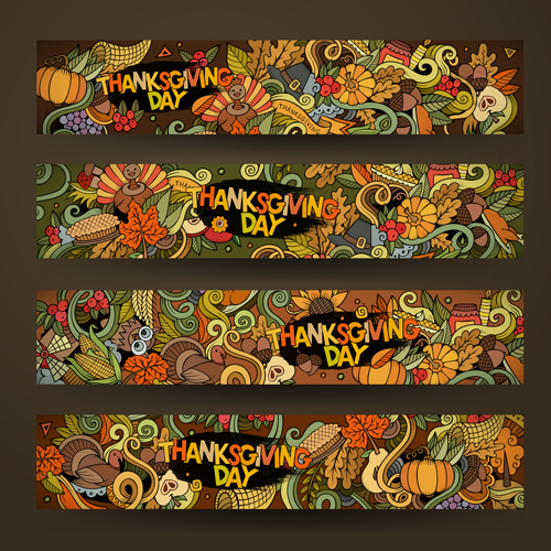 Thanksgiving autumn banner hand drawn vector