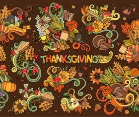 Thanksgiving day autumn hand drawing illustration vector