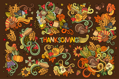 Thanksgiving day autumn hand drawing illustration vector